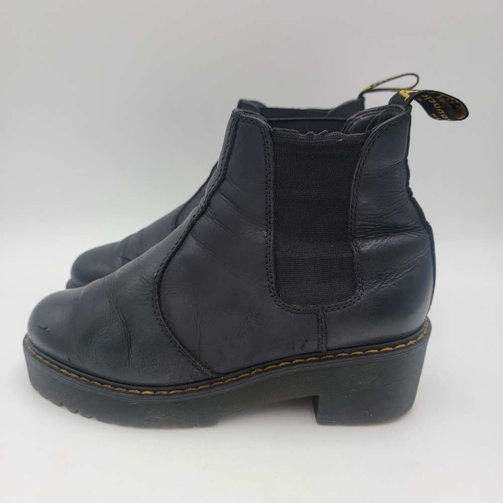 Dr. Martens Rometty Size 8 Platform Chelsea Boot Black Ankle Chunky Heel Doc